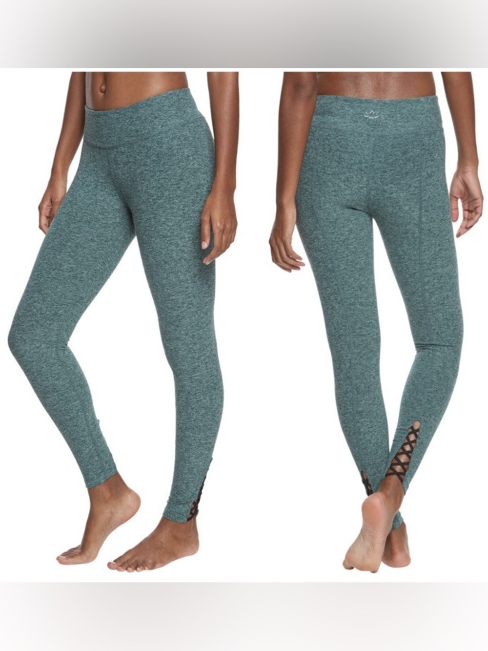 Beyond Yoga Cross It Back High-Rise Leggings | Heathered Green | Size Medium